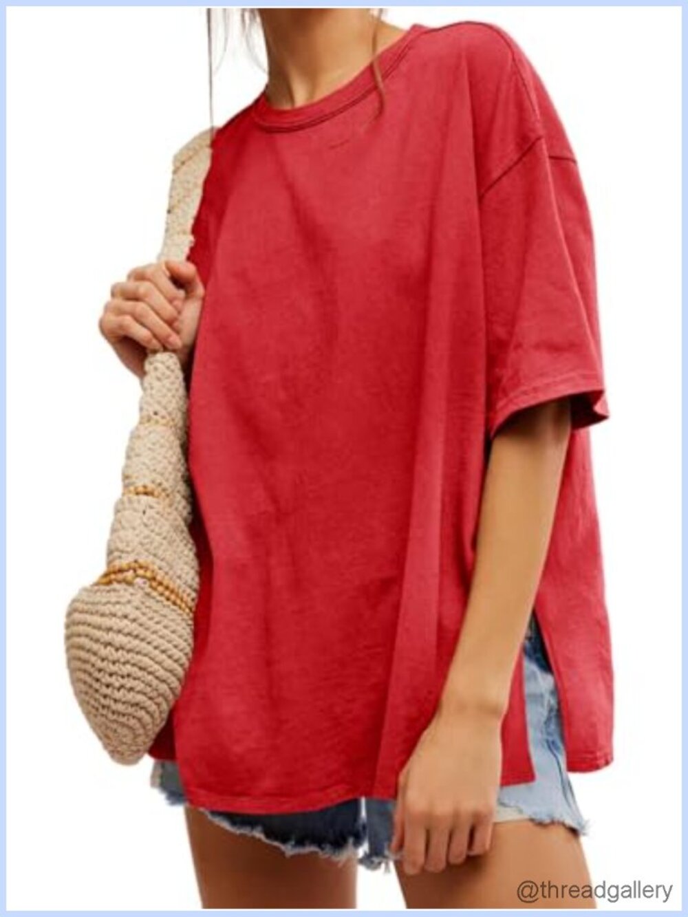 Womens Oversized T-Shirt Short Sleeve Loose Fit Crew Neck Summer Casual Top